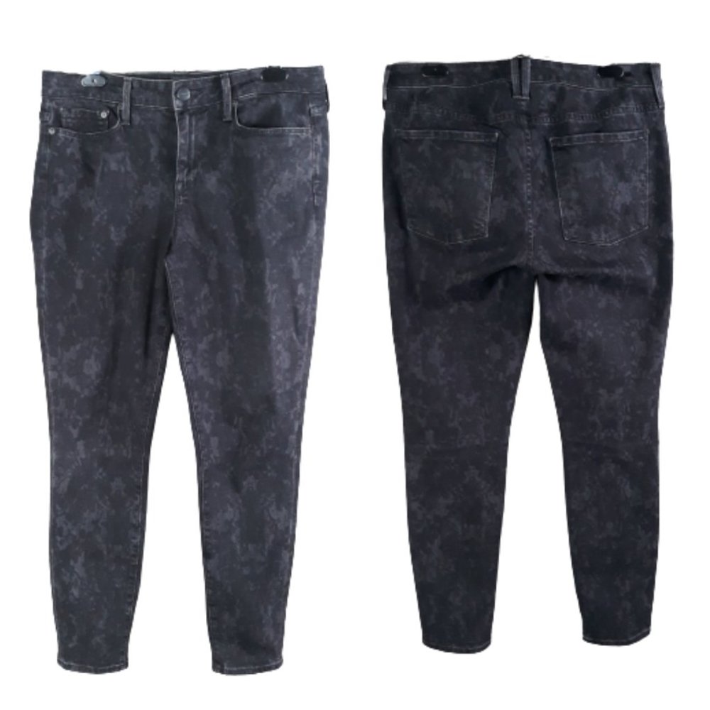 Vince Floral Black Dylan-Ankle Denim Skinny Mid Rise Jeans Size 31 - Picture 2 of 14
